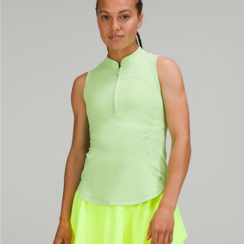 Front-Zip Mockneck Tennis Tank Top